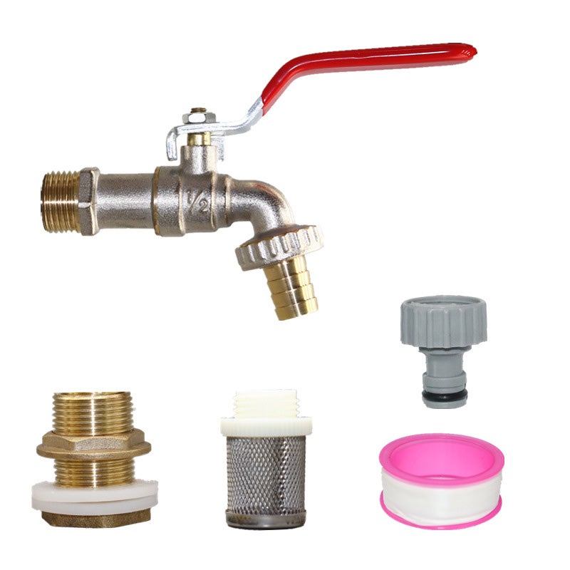Zawór kulowy mosiężny 1/2 cala z podstawą filtra, odpowiedni do pralek, ogrodów i plastikowych wiader