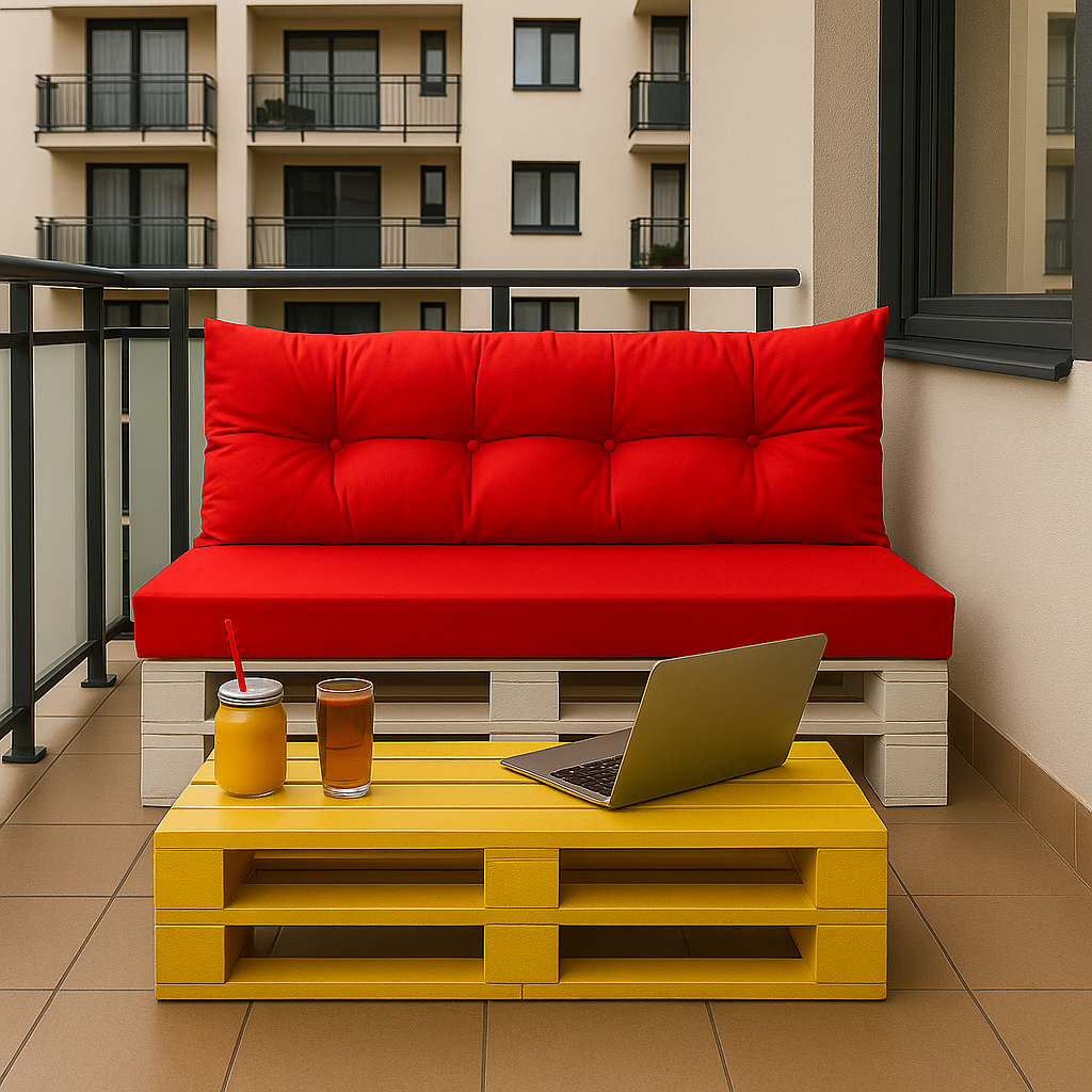 Set de coussins pour palettes 120x50 cm, housse d'assise amovible, coussins de dossier matelassés 120x50 cm Rouge coussins confortables pour palettes - 5
