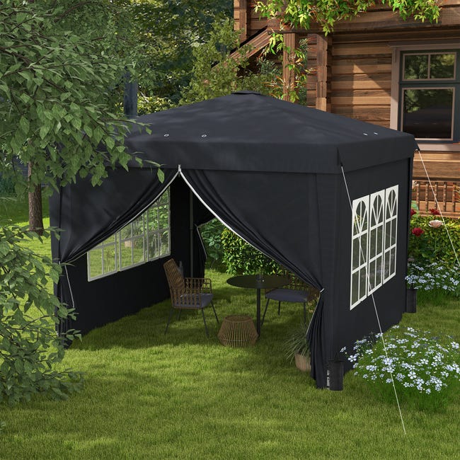 Gazebo da giardino 3x4 m con tende rimovibili e doppio tetto crema Gazebo da giardino 3x4 m con tende rimovibili e doppio tetto crema