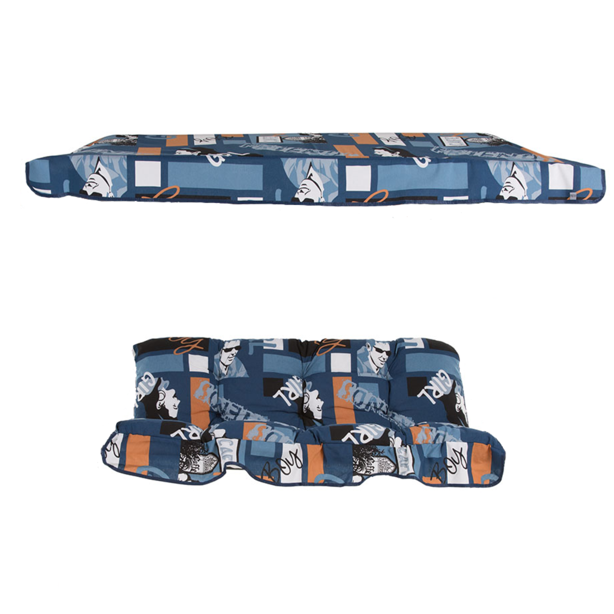 Poduszki z daszkiem na huśtawkę 130 cm Luna / Kate niebiesko-pomarańczowe Patio