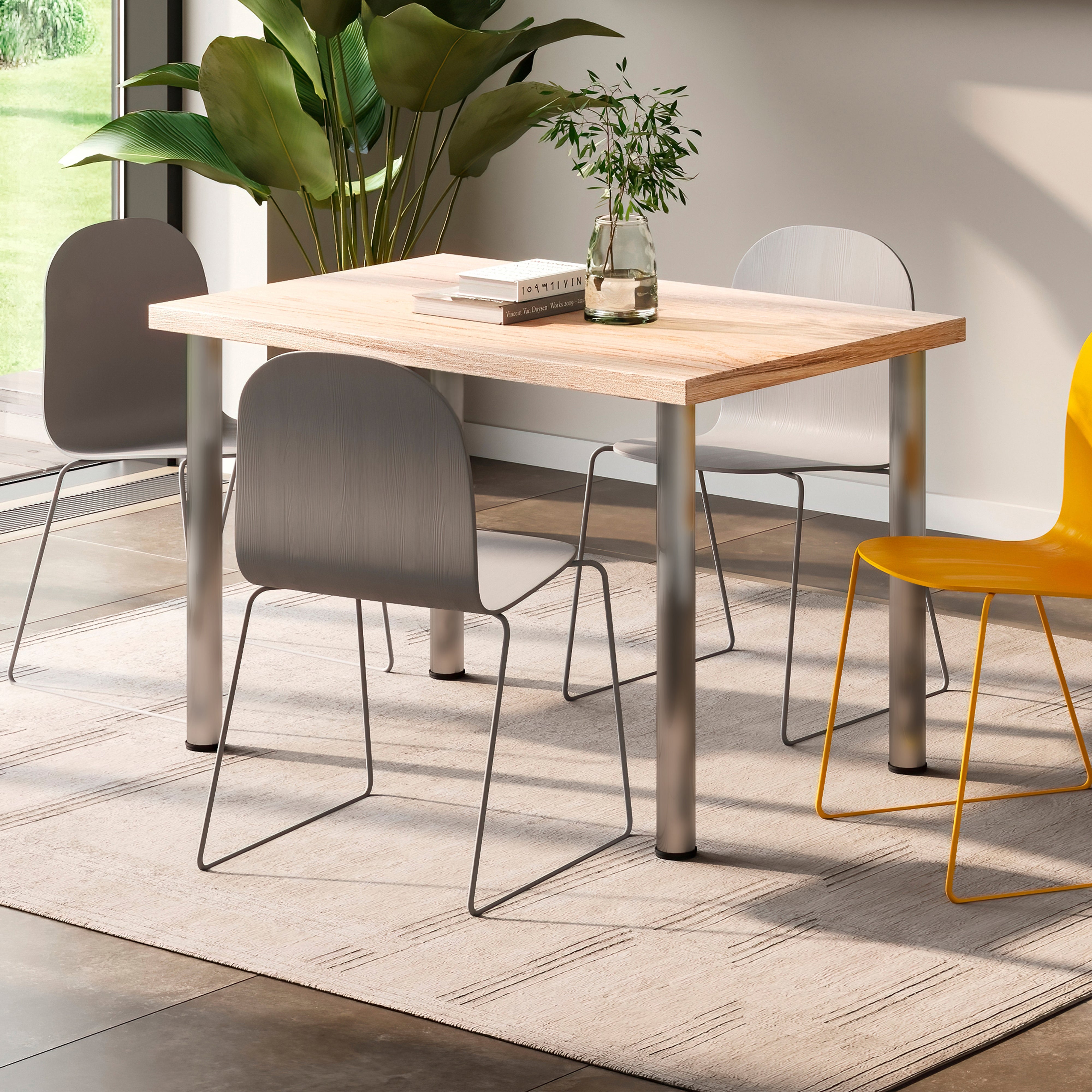 Emuca Lot de 4 pieds de table, diamètre 60mm, H 830mm, Acier, Nickel satiné - 5