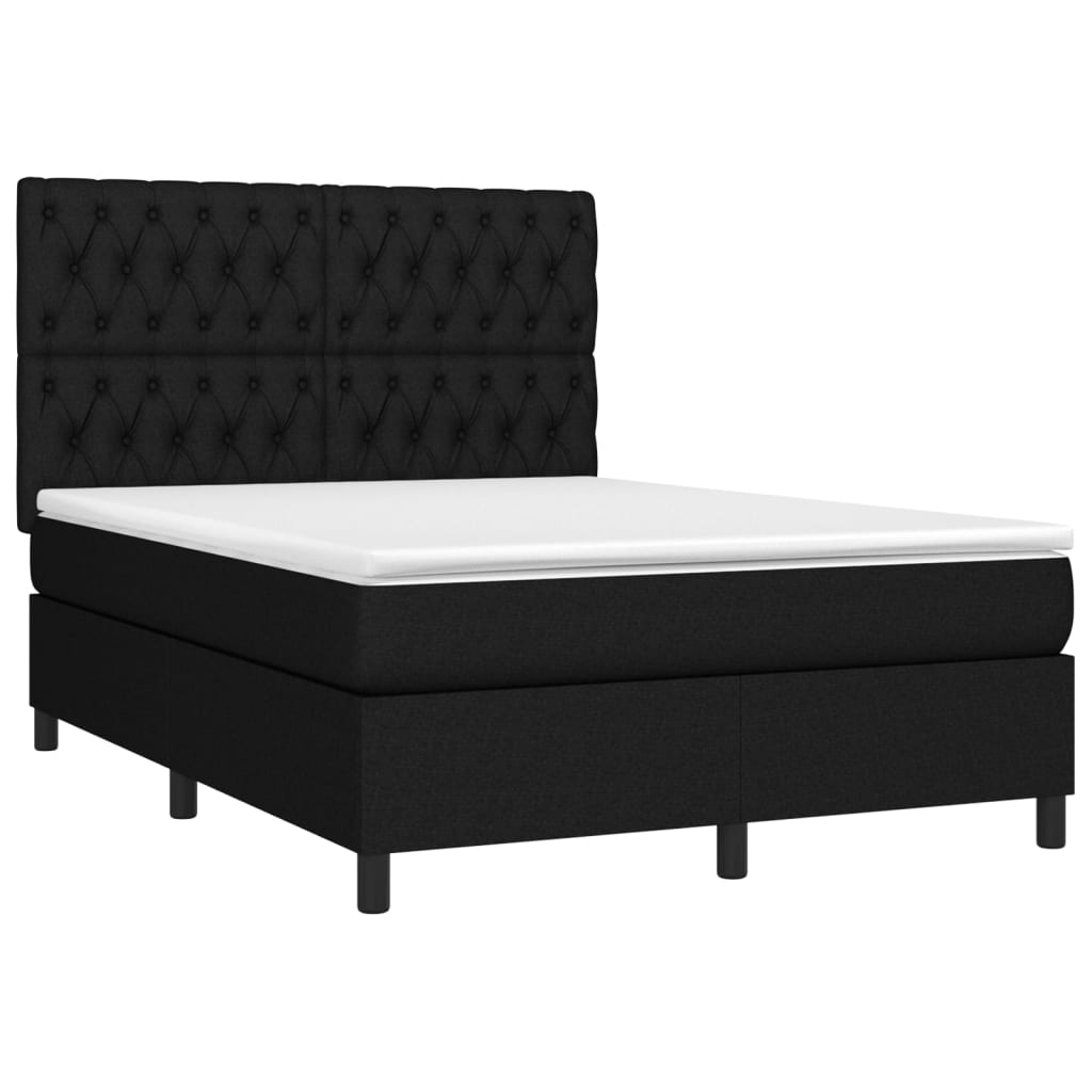 Maison Exclusive - Sommier à lattes de lit avec matelas Noir 140x200 cm Tissu - 3