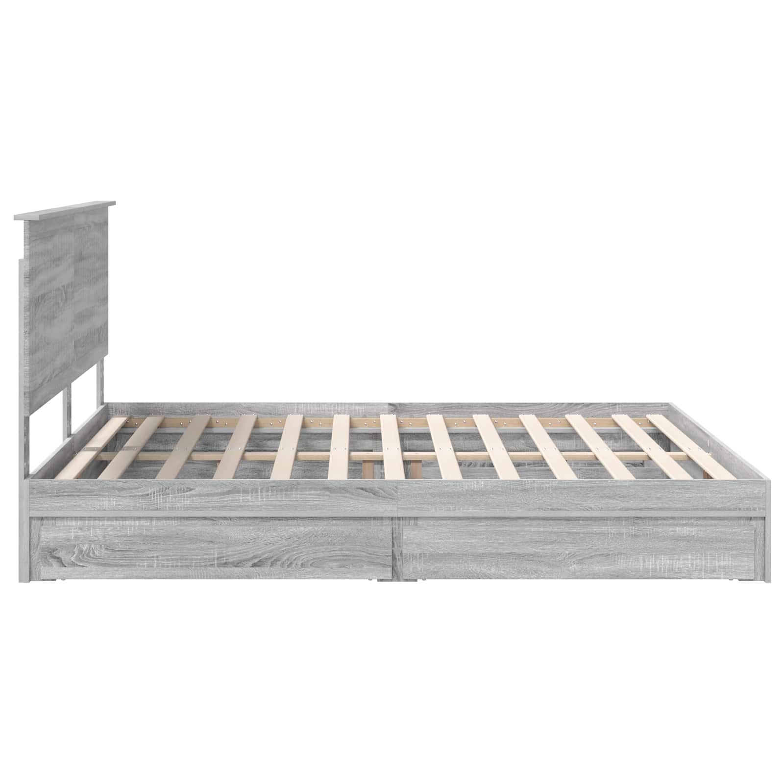 Lit avec rangement, panneau de bois, gris, pour la chambre, 180 × 200 cm - 9