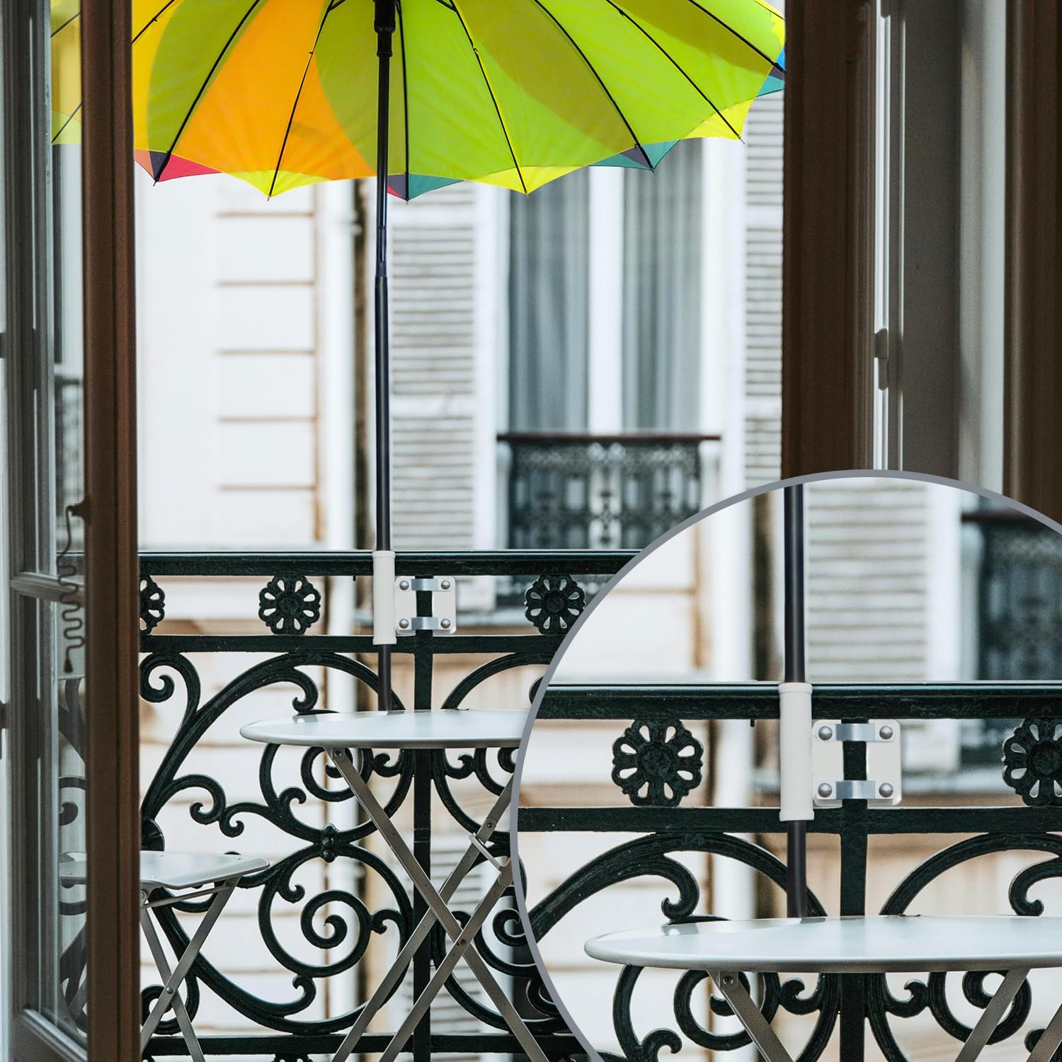 Porte-parasol balustrade, fixation pour balcon extérieur | Leroy Merlin