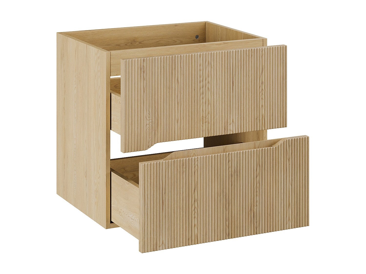 Meuble sous vasque suspendu strié - Naturel clair - L60 cm - ORISO - 3