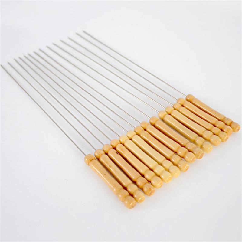 10 pezzi di spiedini per barbecue in acciaio inossidabile, riutilizzabili, per barbecue, kebab, bastoncini di ferro, strumenti da campeggio per picnic - 4