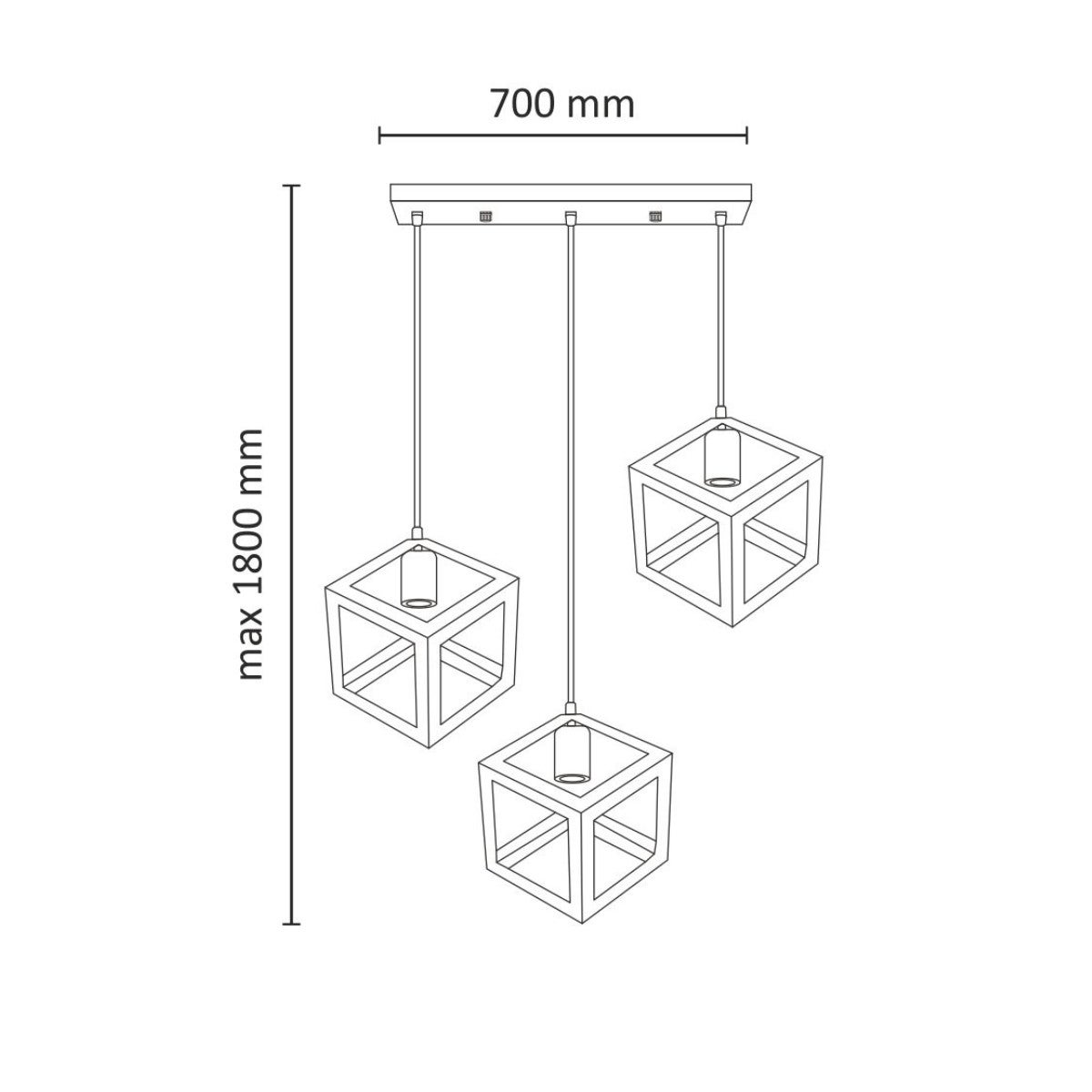 Lampa wisząca Sweden czarna 3xE27x20W wym: 180 x 16 x 70 cm metal Polux - 8
