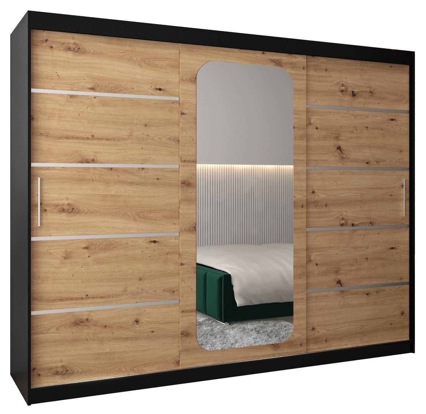 Szafa przesuwna garderoba PROMO V2 250 x 62 x 200 cm Czarny + Artisan - Abiks Meble