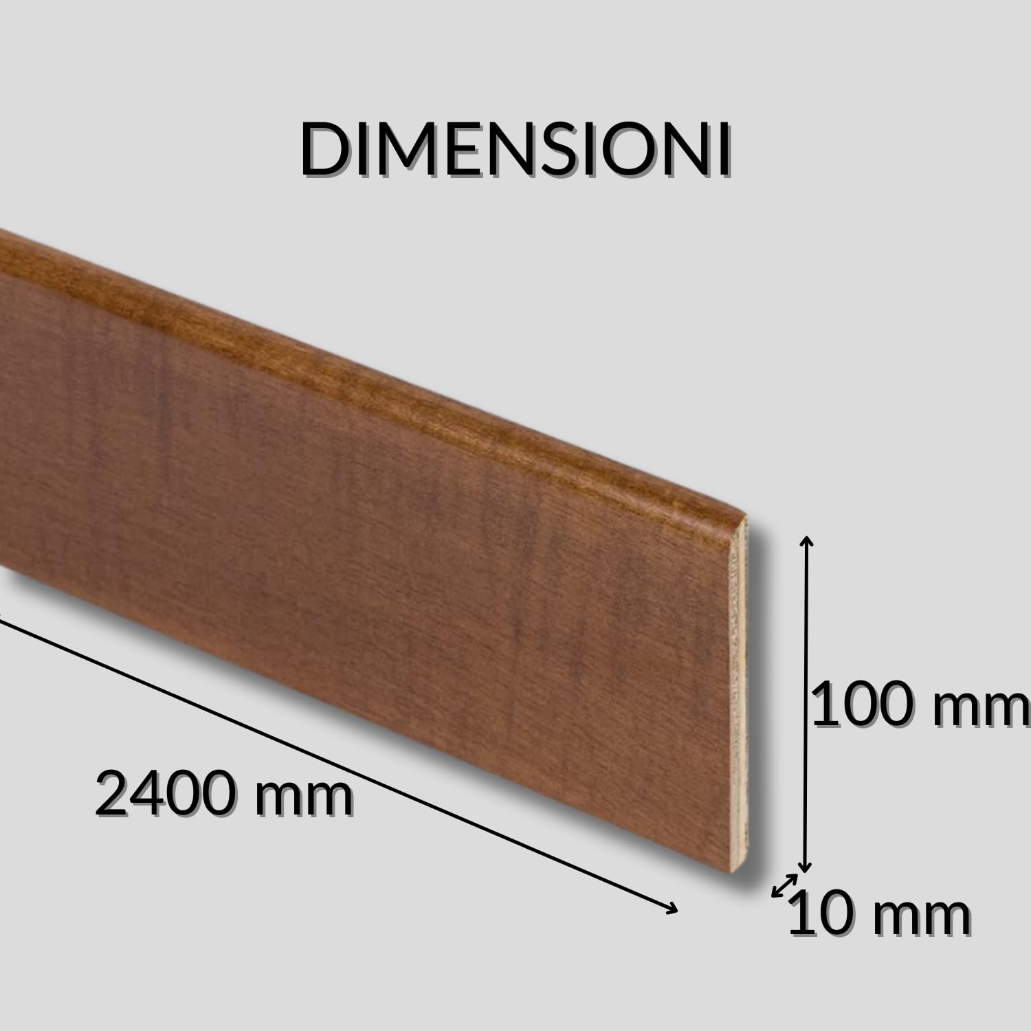 Battiscopa In Legno Tanganika - Made In Italy, Noce Chiaro, 10x100x2400 Mm, Resistente Ai Lavaggi - Foto 10