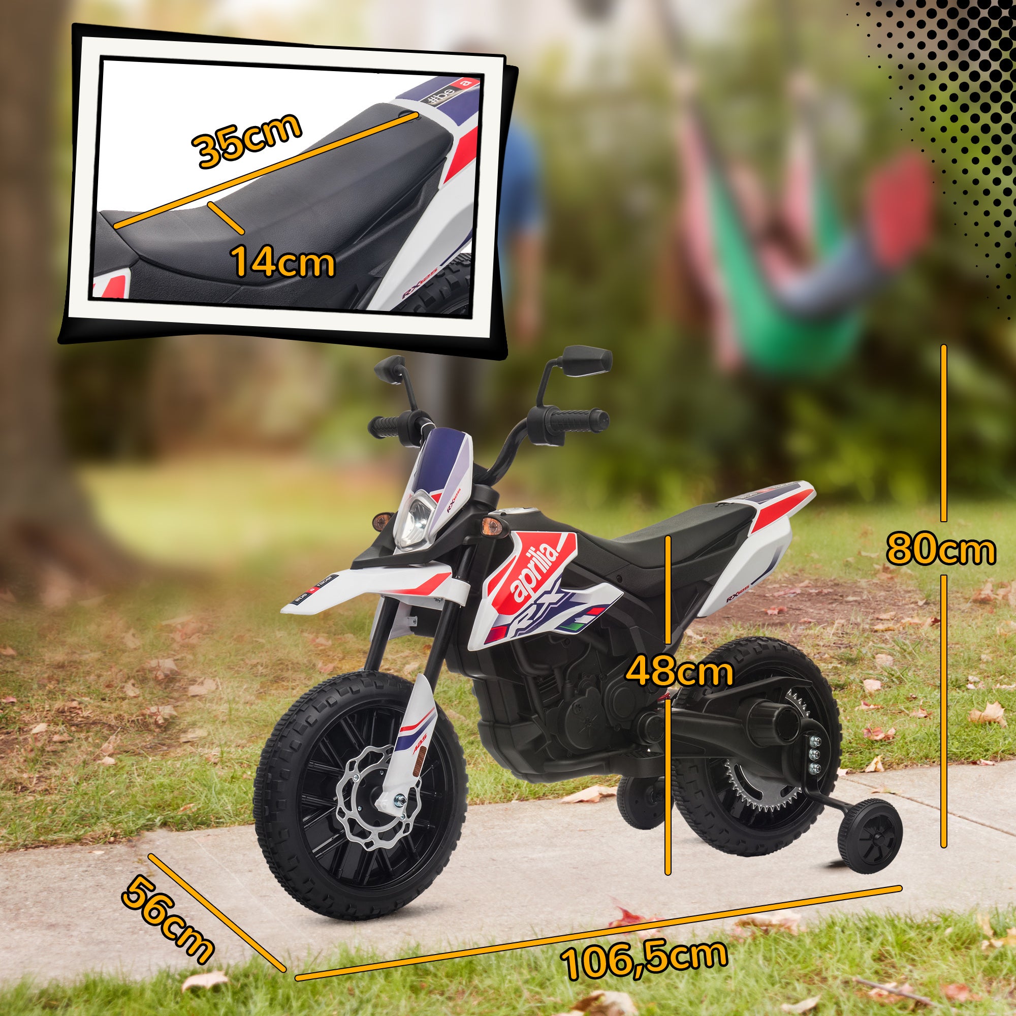 Moto cross pour enfant 12v suspension à ressort blanc | Leroy Merlin