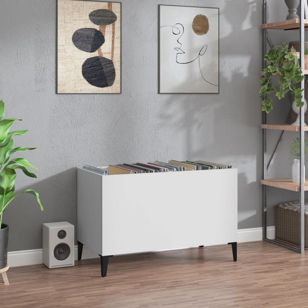 Maison exclusive - mueble para discos madera contrachapada blanco 74,5x38x48 cm