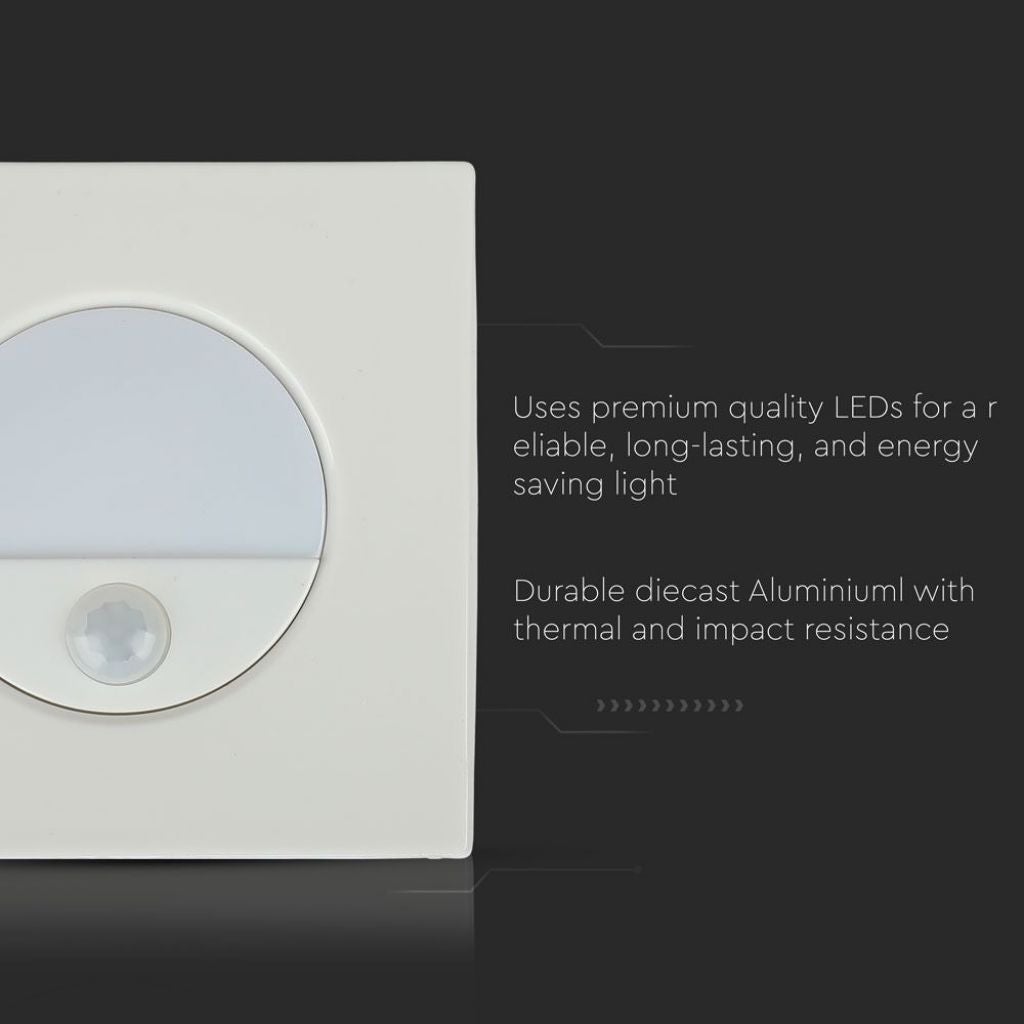 Kwadratowa wpuszczana lampa punktowa LED 3W z czujnikiem Kolor biały 4000K - 5
