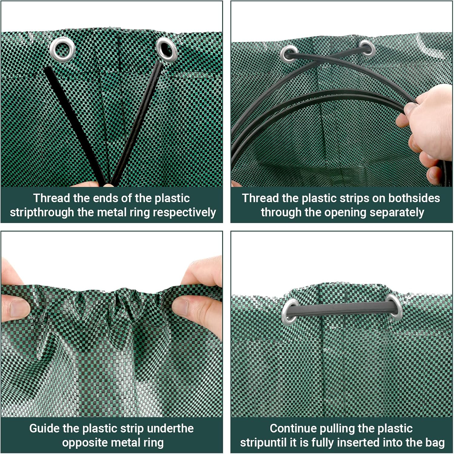 HOMIKLSA 3X 272L Sacs à Déchets de Jardin, Autoportants, Imperméables, Durables et Anti-Corrosion pour Déchets Verts et Tontes de Gazon - 6