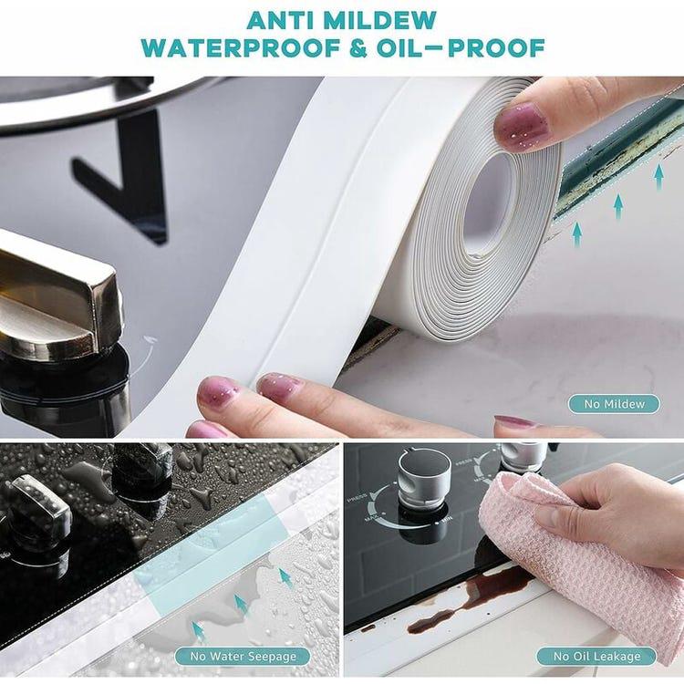 Striscia sigillante in silicone bianco per bagno, striscia sigillante per vasca da bagno, nastro sigillante impermeabile, nastro flessibile da cucina - 3