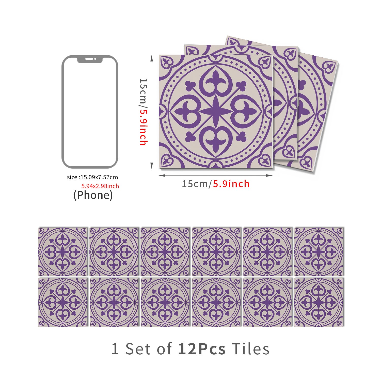 Lot de 12 panneaux muraux 3D autocollants, Crédence adhésive, Autocollants décoratifs, Imperméables et résistants à la chaleur, 15 cm x 15 cm - 4