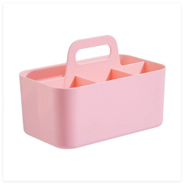(Rectangulaire, Rose) Organisateur Empilable – Caddy Portable Fabriqué en Corée pour Salle de Bain, Bureau, Loisirs Créatifs ou Fournitures Scolaires