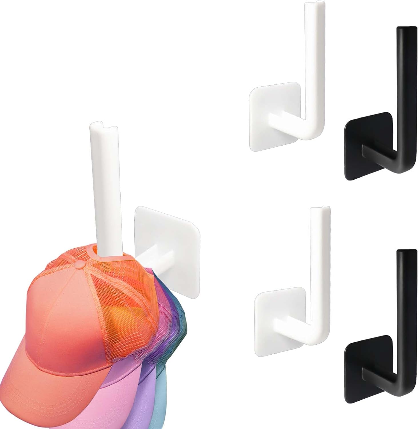 2 Porte-casquettes Muraux à Clips – Sangle Nylon 100 Cm, 16 Clips Acier Inox, Pour Porte, Placard, Mur