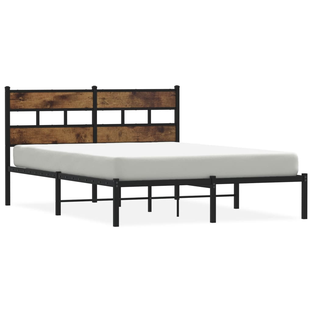 Cadre de lit en métal sans matelas chêne fumé 160 x 200 cm - 2