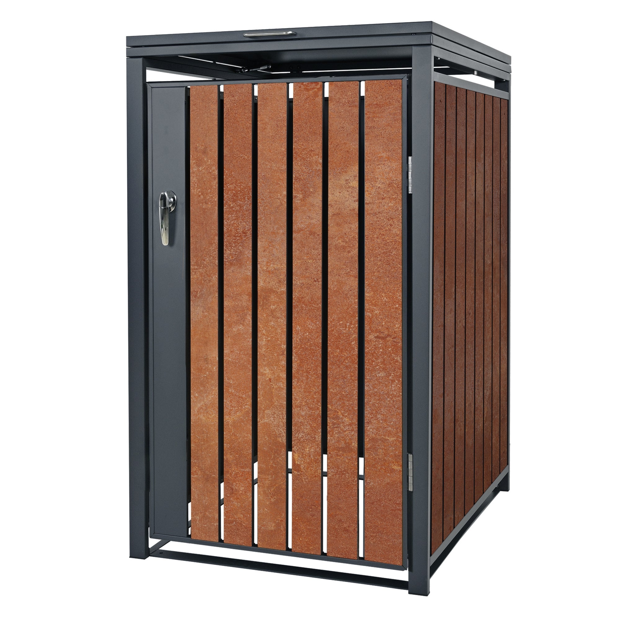ML-Design pojemnik na śmieci 240L 68x80x116,3 cm stalowy antracytowy wyglad rdzy odporny na warunki atmosferyczne uchylna pokrywa do 1 tony