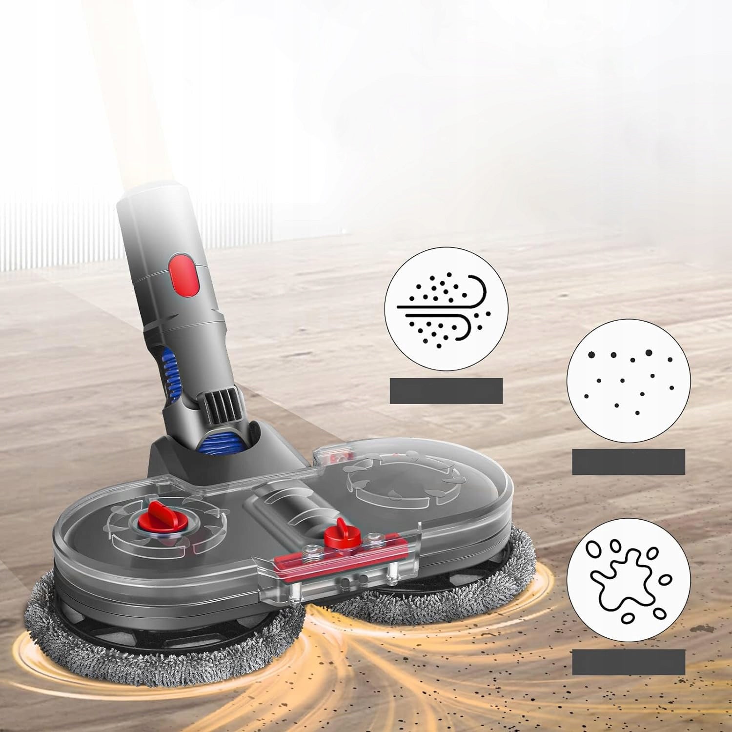 Brosse Mop Électrique Rotative – 160 tr/min | 2 Lingettes Lavables | Compatible avec Aspirateur Dyson V7–V15 - 4