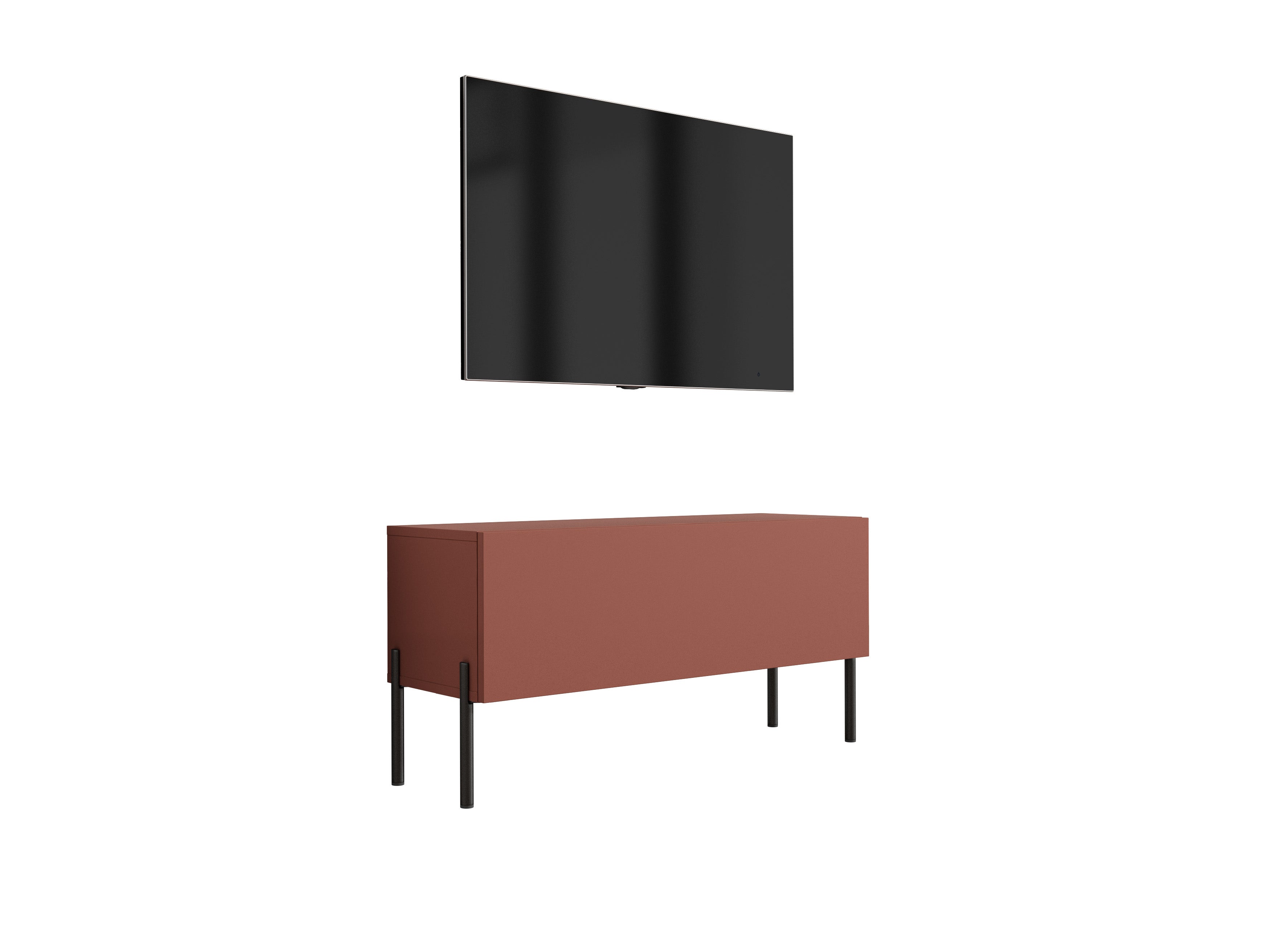 Szafka RTV: Ceglasty, 100 x 32 x 52 cm, czarne nogi