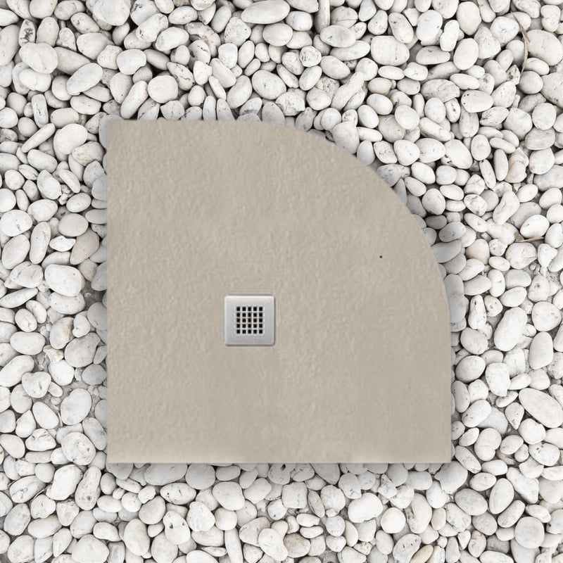 PółokrągłyBrodzik Vulcano Line Slim Grey 100x100 cm z żywicy syntetycznej i marmurowego proszku z wolnym odpływem - FRASCIO