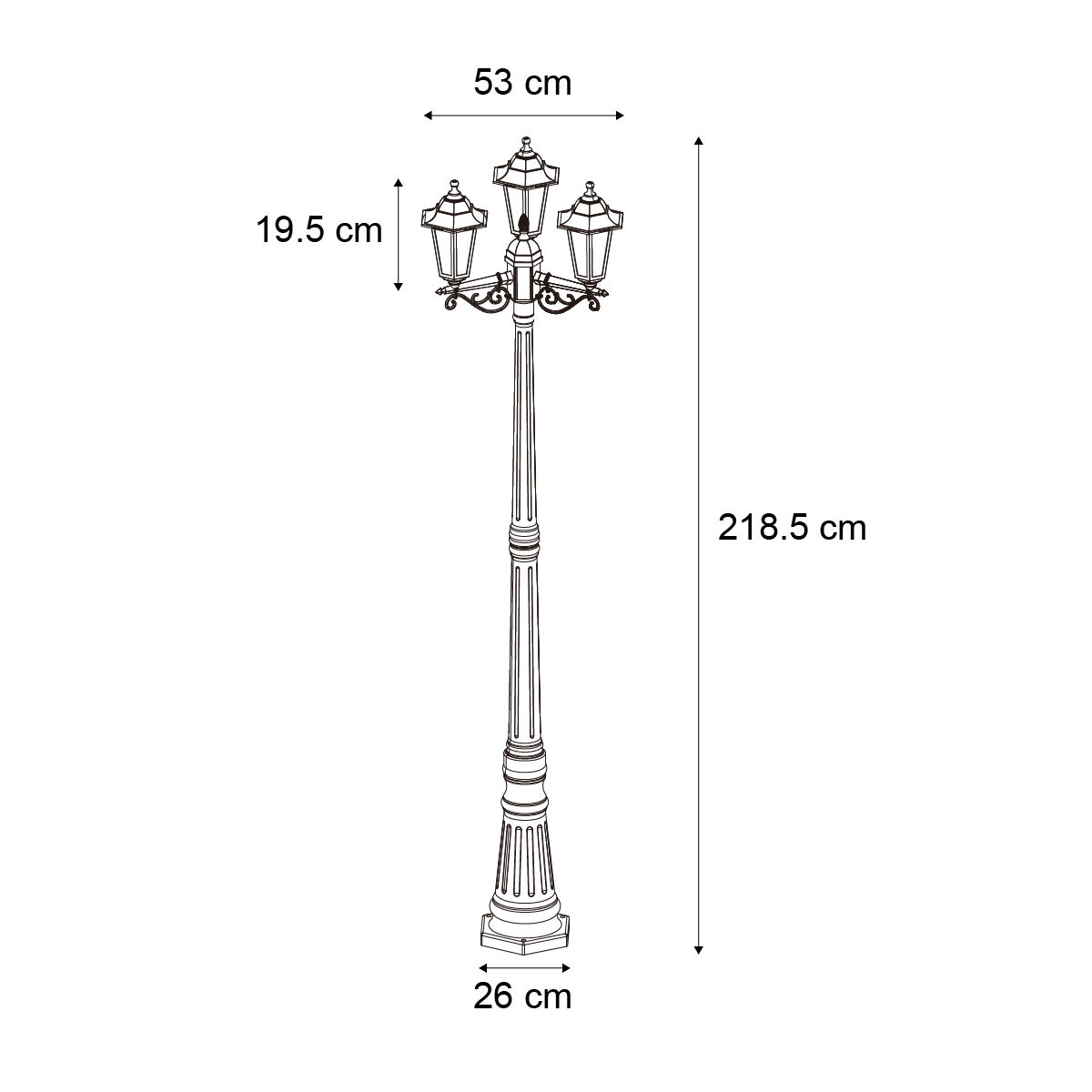 Qazqa classic-antique lanterne extérieure pour jardin - New Haven Hammered - noir, max. 15w, e27, 218cm, IP44, rond, à 3 - 3