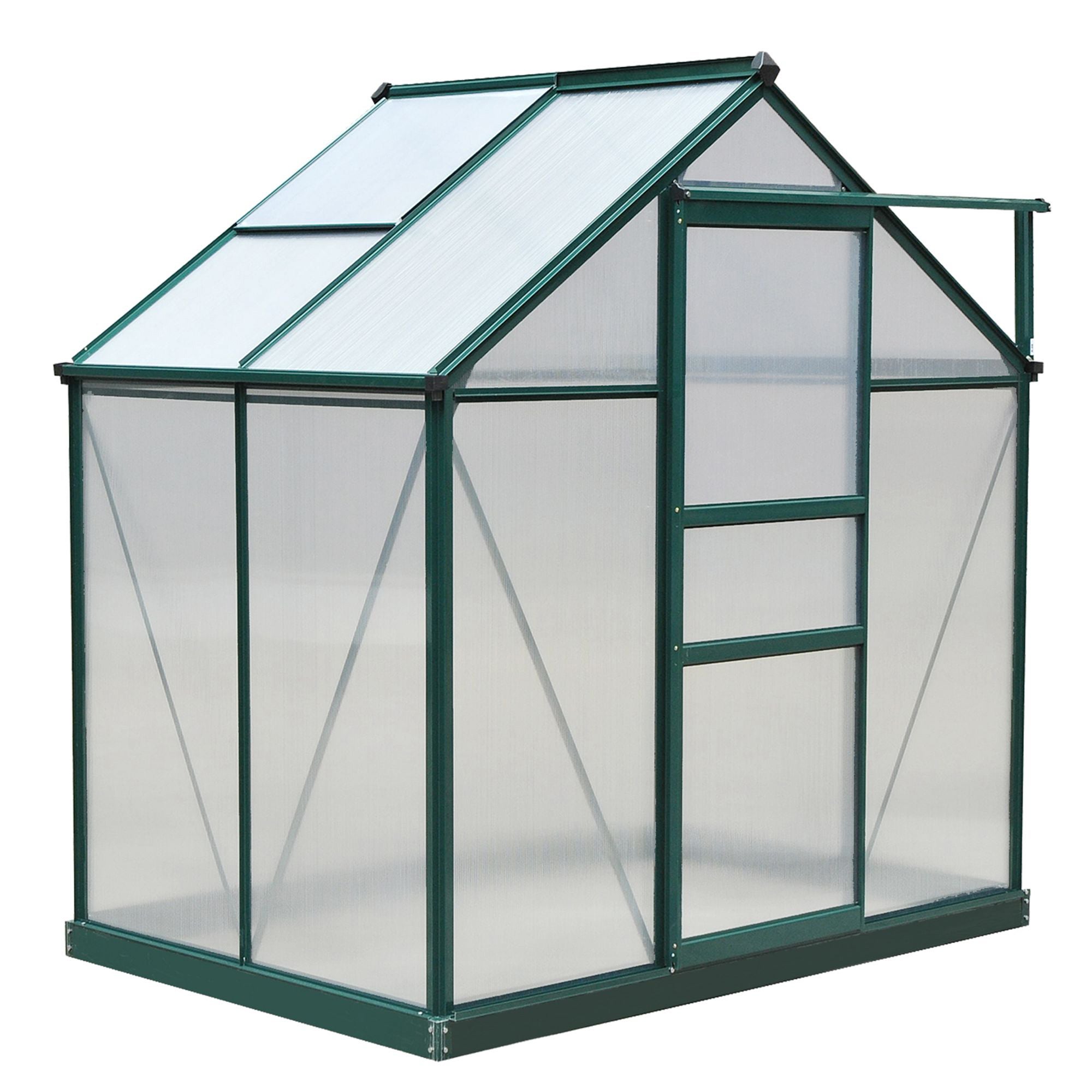 Serre de jardin en polycarbonate anti-UV avec fenêtre et porte coulissante, 190x132x201cm - 2