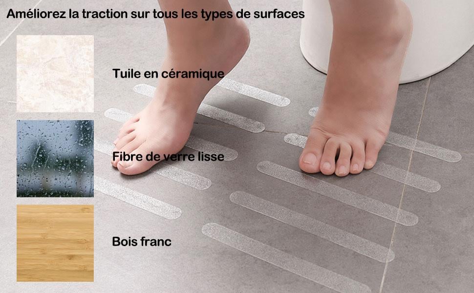 24 pièces bandes antidérapantes autocollantes transparentes pour salle de douche (2 x 38 cm) - 6