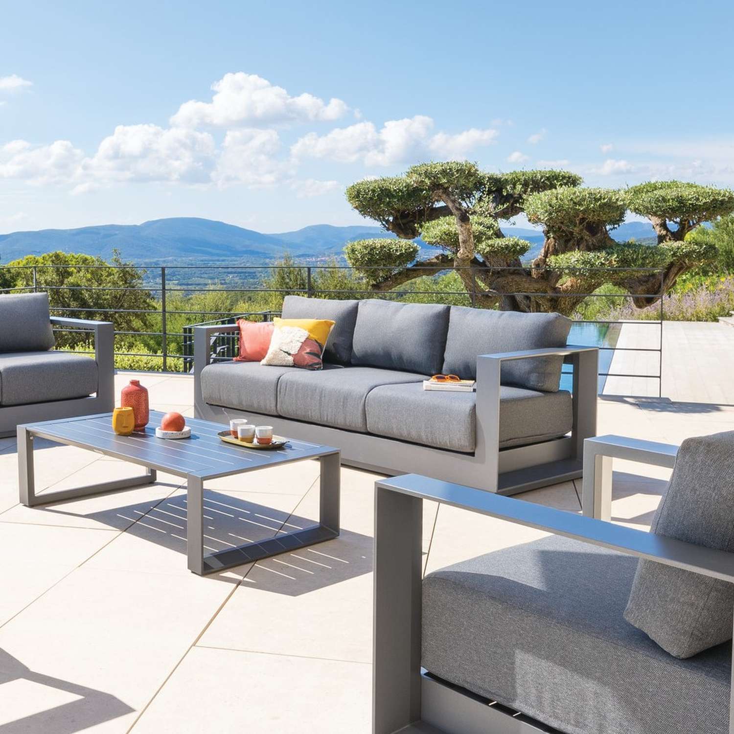 Canapé de jardin en aluminium Allure - 3 places - Graphite - 2