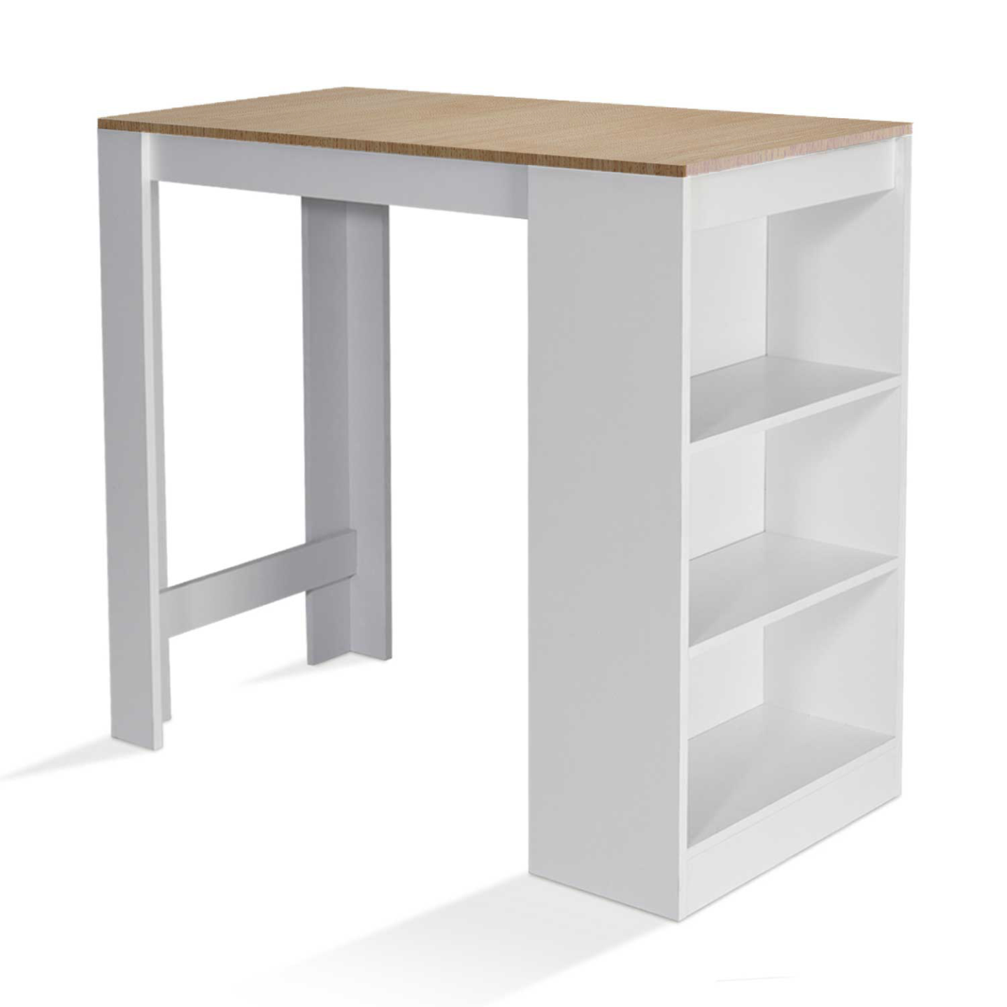 Table de bar BARTH 2 à 4 personnes bois blanc plateau façon hêtre - 2