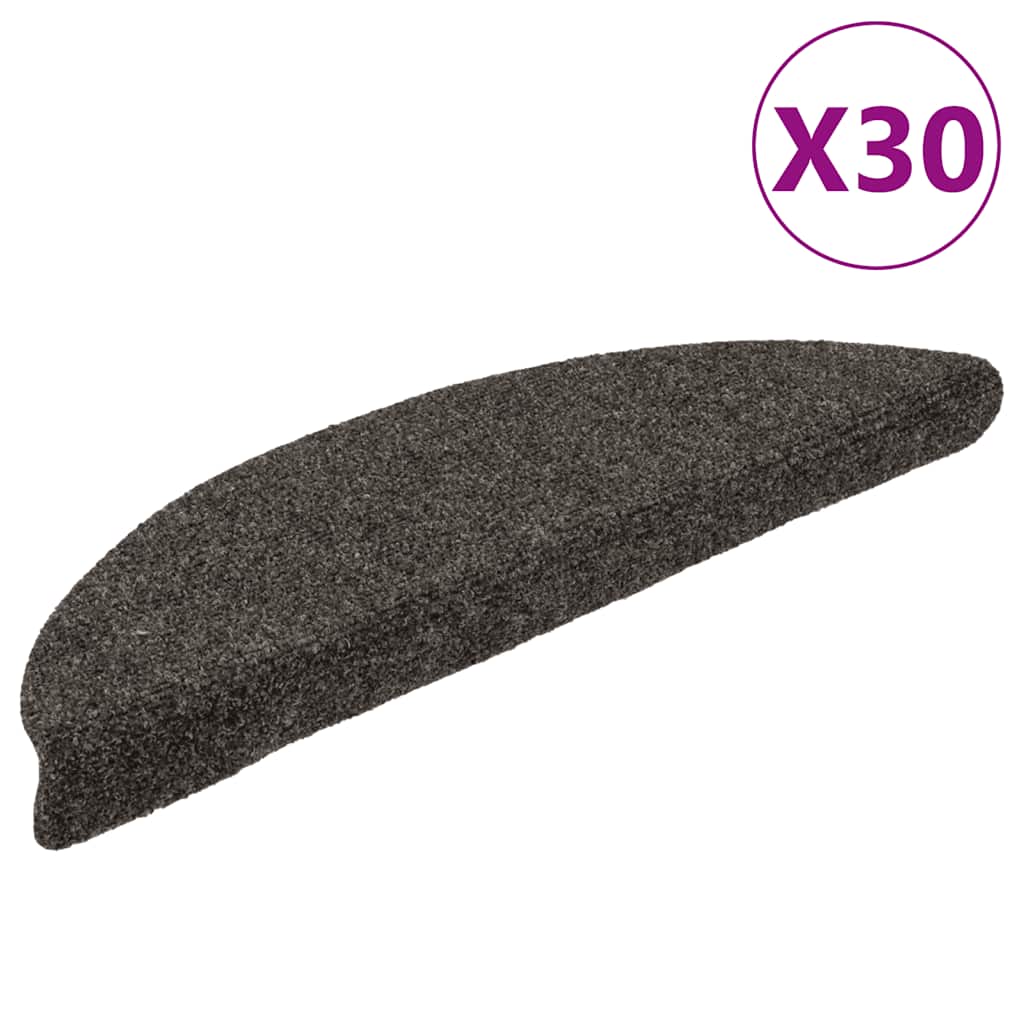 Maty na schody samoprzylepne 30 szt. 56x17x3 cm Antracyt Półokrągłe vidaXL