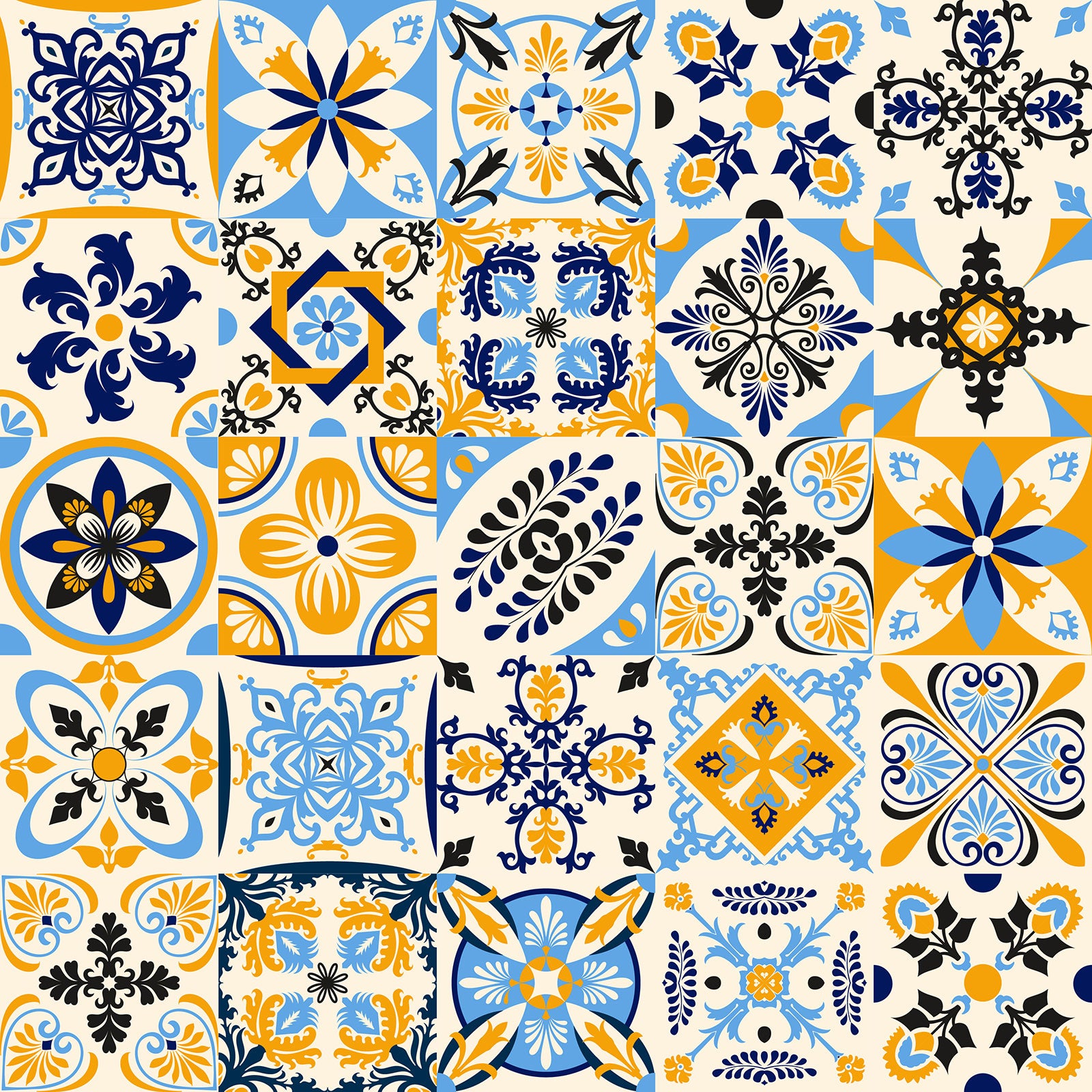 Crédence adhésive sticker décoratif pour cuisine - Effet carreaux de ciment - Adhésif BRILLANT - 60x60 cm - 2