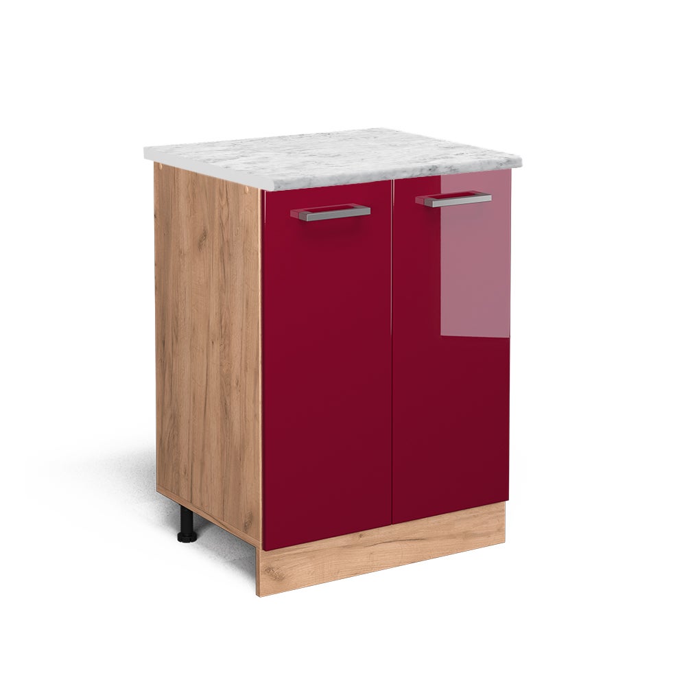 Vicco Szafki kuchenne R-Line, Czerwony połysk, 60 cm BR Marmur