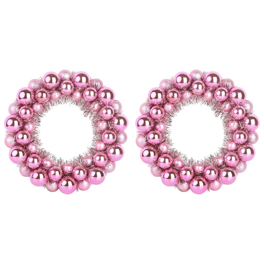 Wieniec Bożonarodzeniowy z Bombkami 2 pcs Różowy 33 x 33 x 7 cm