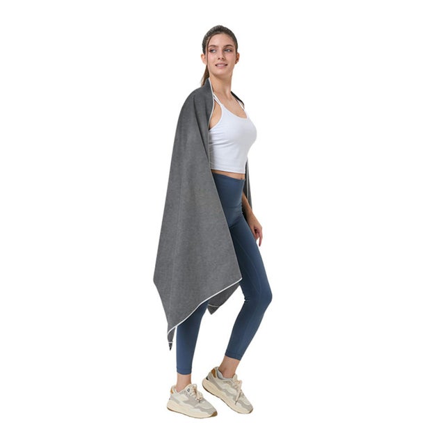 Grigio scuro – Asciugamano microfibra 76x190cm con chiusura magnetica, asciugatura rapida, leggero, assorbente, ideale spiaggia piscina sauna