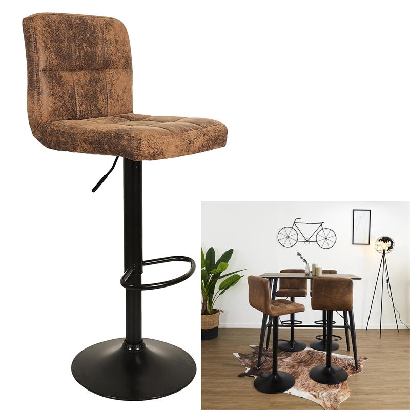 Lot De 2 Chaises De Bar - Home Deco Factory - Downtown - Réglables - Marron - 5