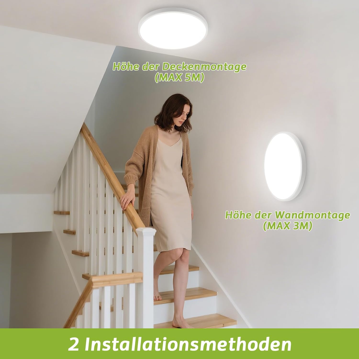 LOVHAUS 24W Plafonnier LED avec Detecteur de Mouvement pour Salle de Bain,2400LM LED Luminaire Dimmable avec Télécommande 4000K,IP54 - 2