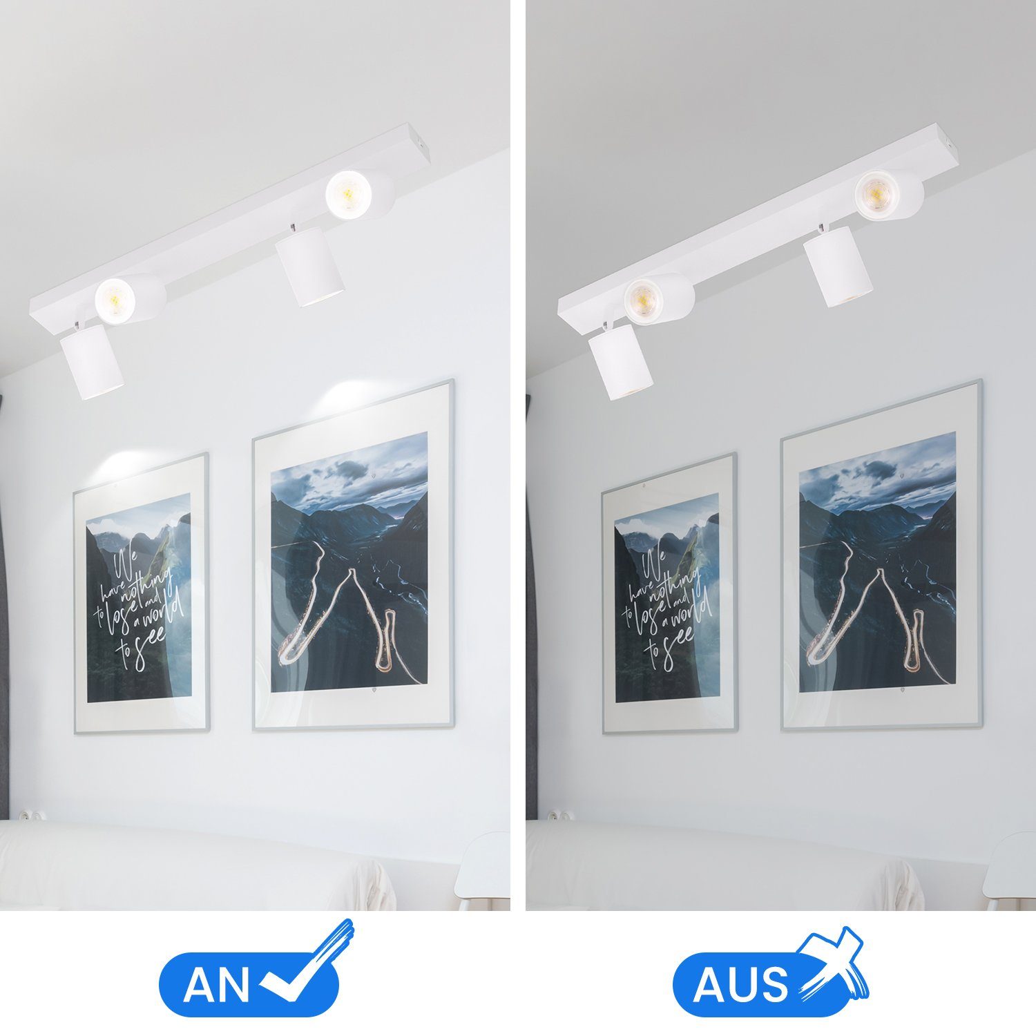 NETTLIFE Spot Max.25w GU10 Luz de techo LED Lámpara de moderna Lámpara de pared industrial giratoria de 350 ° para sala de estar Dormitorio - 5