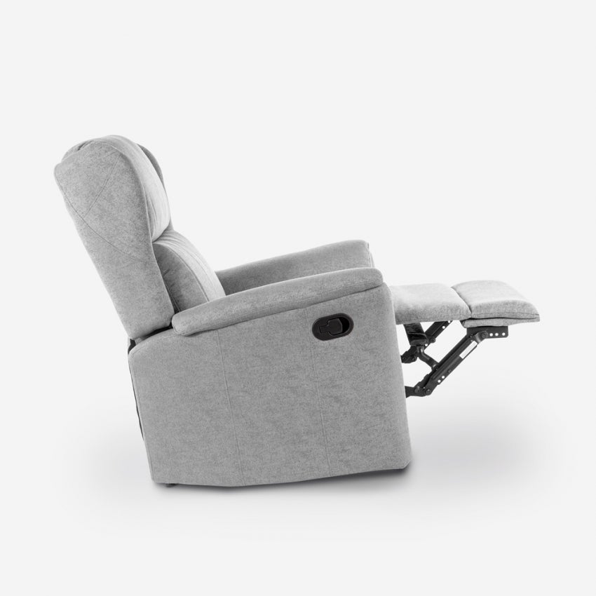 Fauteuil relax inclinable manuel en tissu avec repose-pied Hope - gris - 3