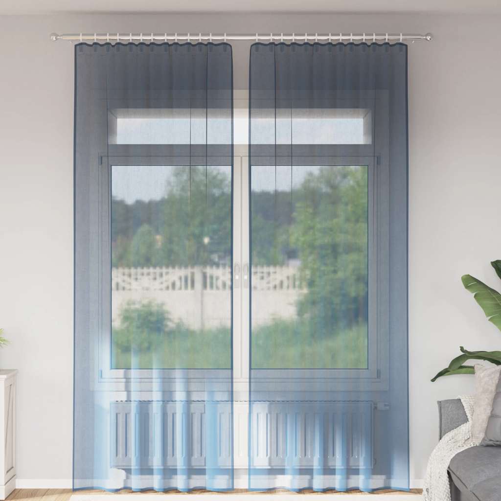Zasłony woalowe z kieszeniami na drążek 2 szt. Royal Blue vidaXL