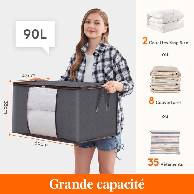 6 pezzi 90L Sacchi portaoggetti, Scatole portaoggetti pieghevoli, Grandi sacchi portaoggetti sottoletto per vestiti, Trasloco, Grigio | Leroy Merlin 6 pezzi 90L Sacchi portaoggetti, Scatole portaoggetti pieghevoli, Grandi sacchi portaoggetti sottoletto per vestiti, Trasloco, Grigio | Leroy Merlin