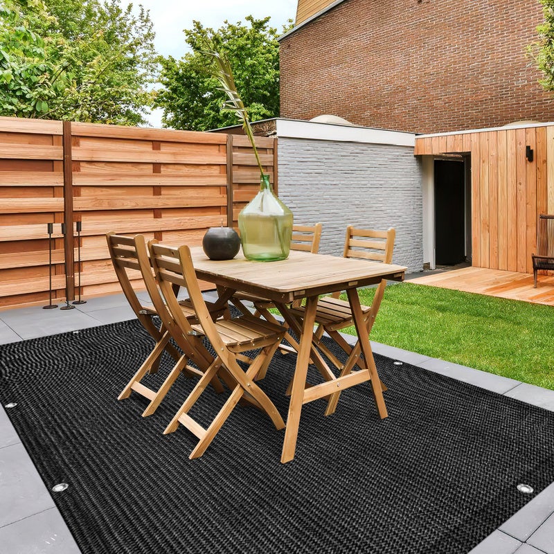 Tapis de tente noir en PEHD 250 x 400 cm pour le camping et les voyages en plein air, sac de transport inclus. - 7