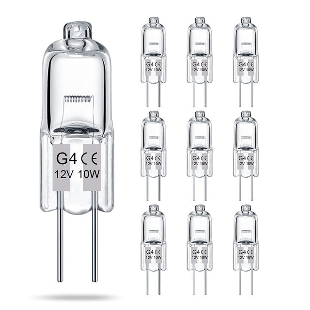 AUTRUCKER 10 bombillas halógenas de filamento G4, bombillas de repuesto de dos clavijas, LED halógenos G4 transparentes de bajo voltaje, 12 V, 10 W