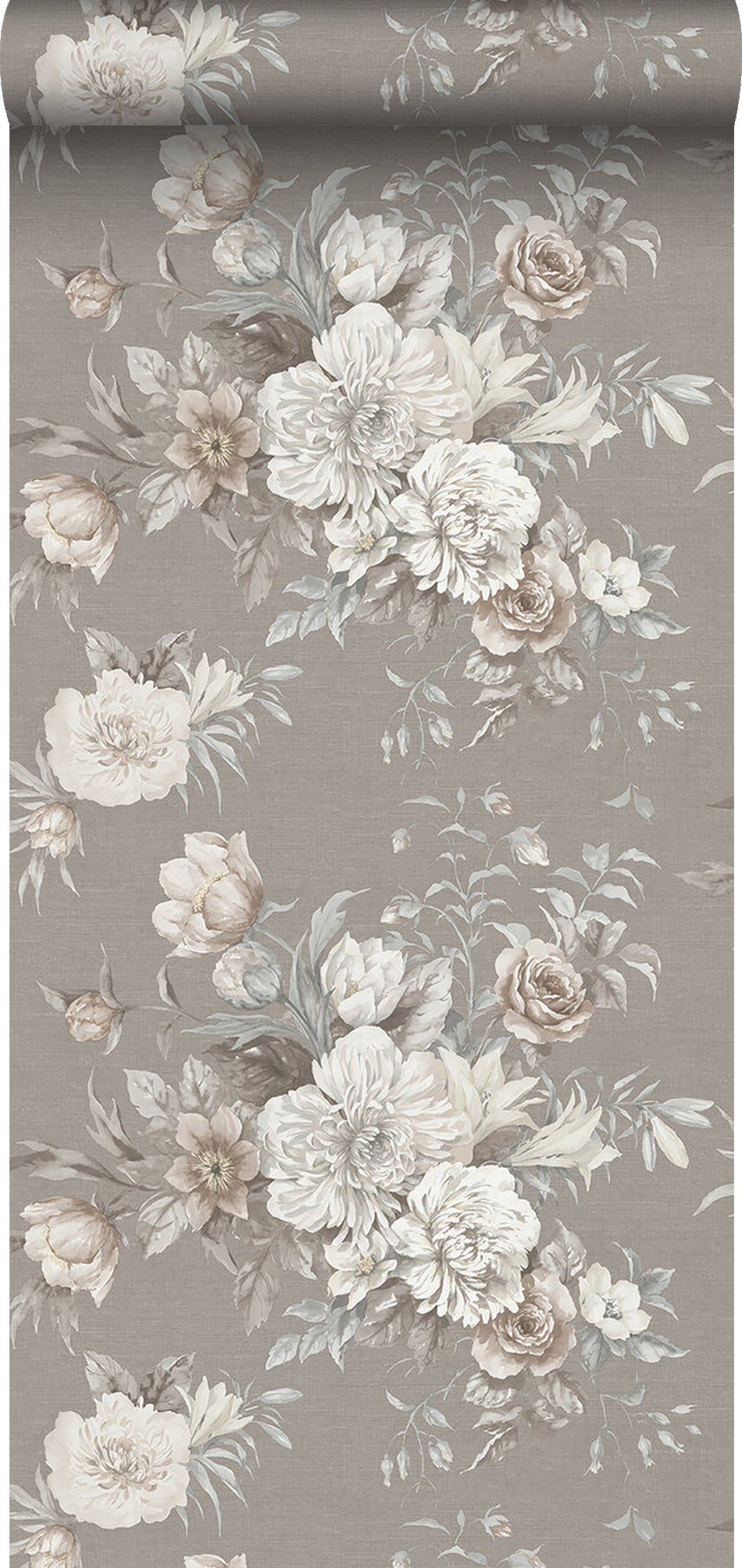 Tapeta kwiat martwa natura taupe - 53 cm x 10.05 m - BORASTAPETER