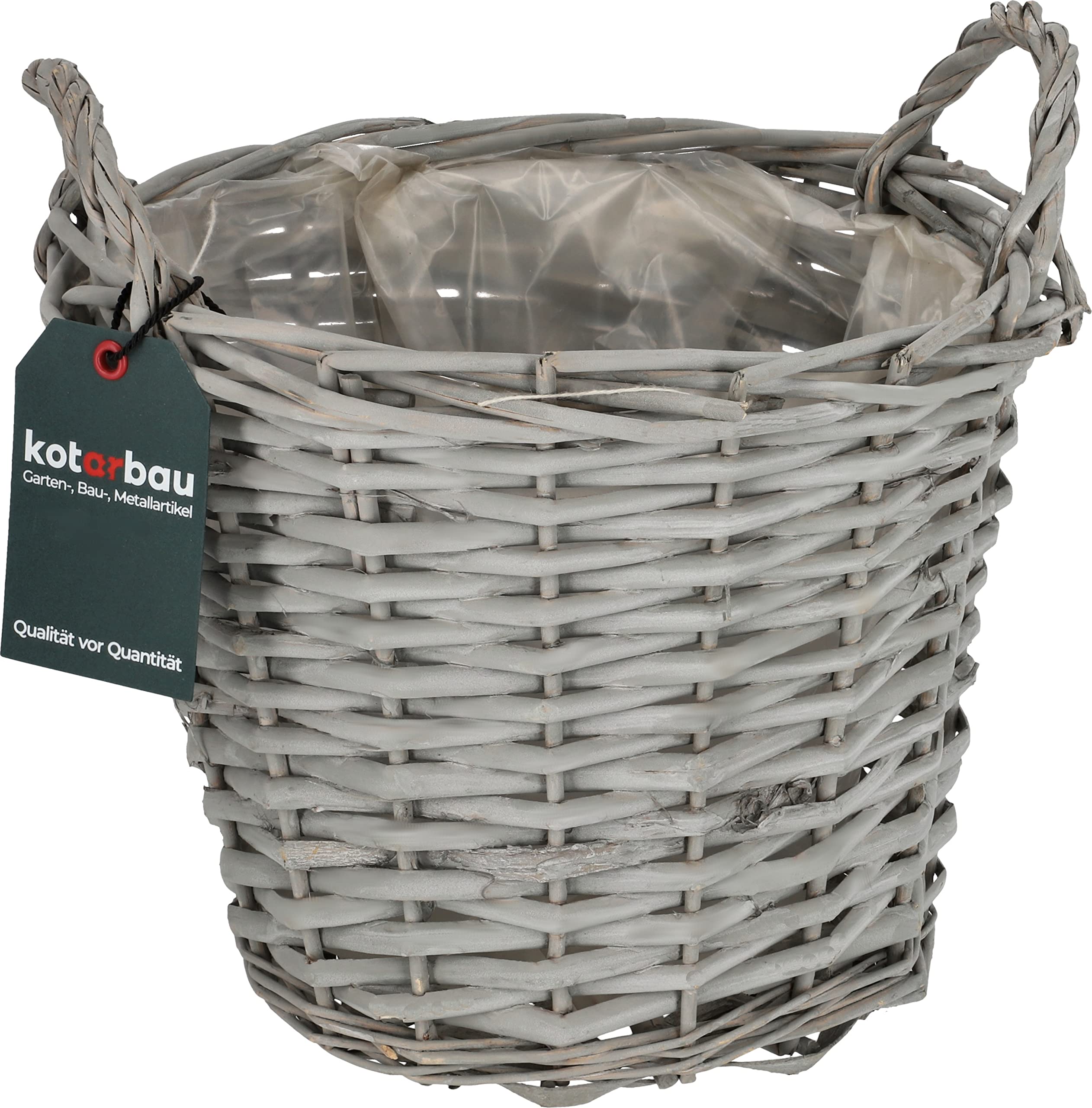 Kosz Wiklinowy na Kwiaty - ⌀ 23 cm - Doniczka Wiklinowa - Osłonka na Doniczkę - Rustykalna - Szara KOTARBAU