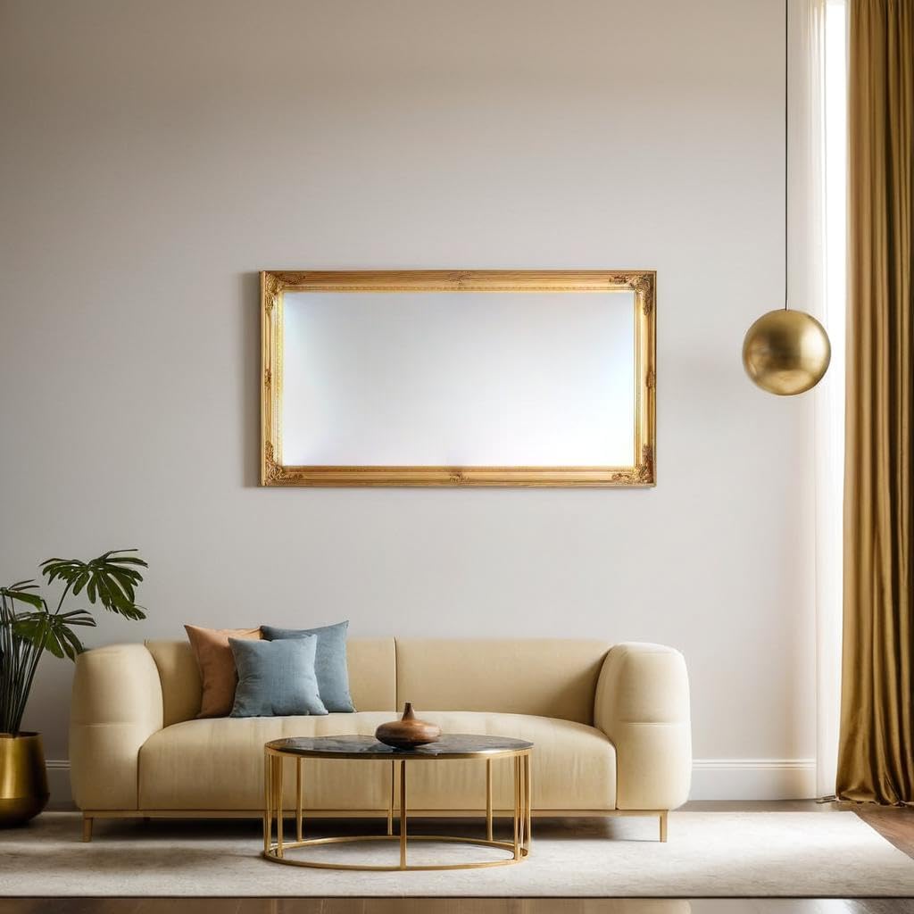 BISCOTTINI Specchio da parete LUX - Finitura foglia d'oro anticato - 72x133cm - Specchio Decorativo per Soggiorno, Camera, Bagno, Sala da Pranzo - 3