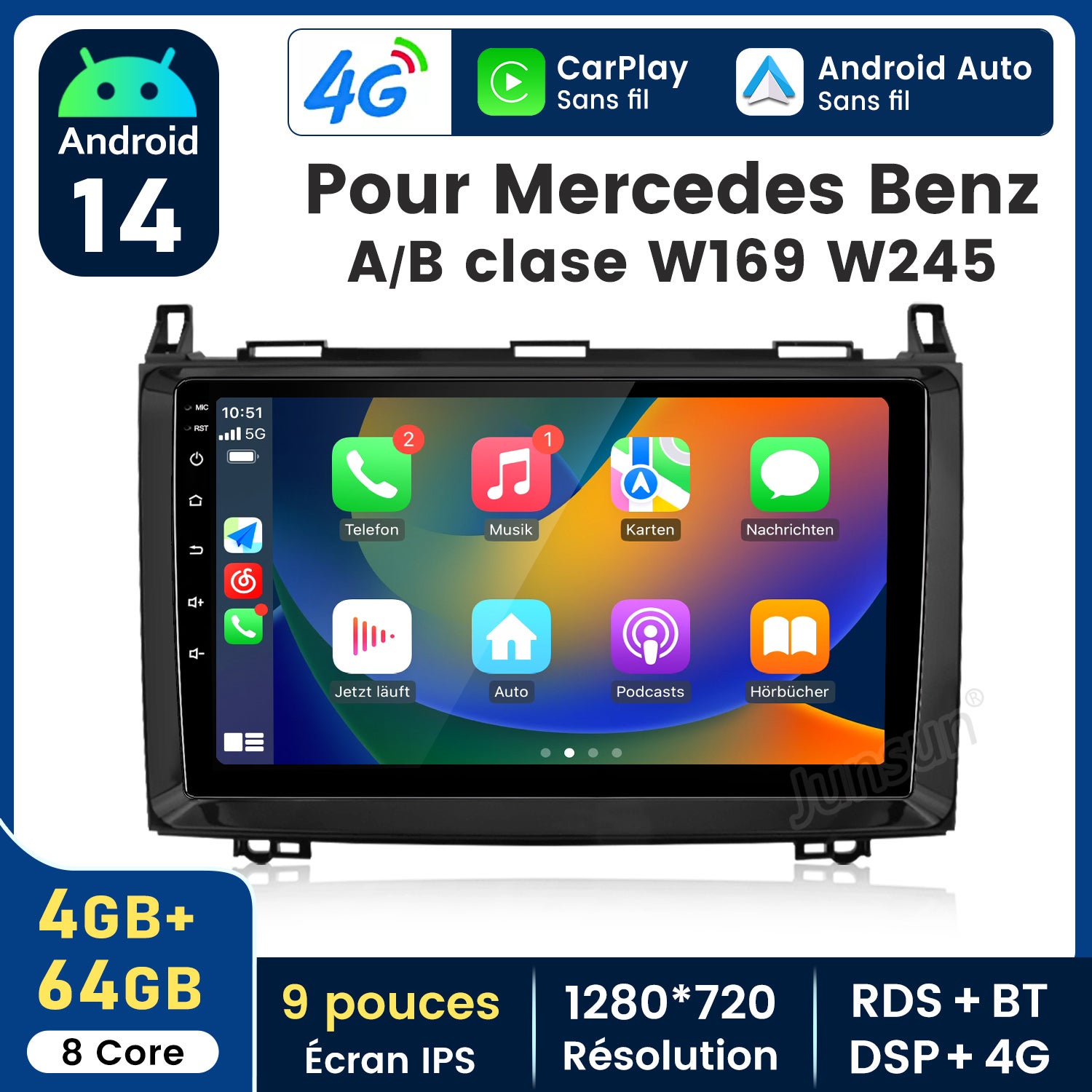In Dash Android 10.0 GPS Navigation System For 2001 Onwards Mercedes-Benz Viano With Radio Touch Screen Bluetooth DVD Player WiFi TV Steering Wheel Control Usb Sd Hd 1080p Video Backup Camera S018802