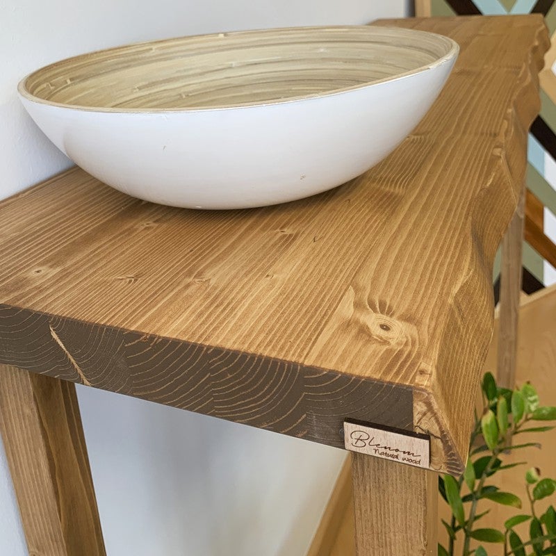 BLENOM Table console o table de hall d'entrée en bois massif durable bord irrégulier Bare 60x33-35x91cm Noyer OM - 3