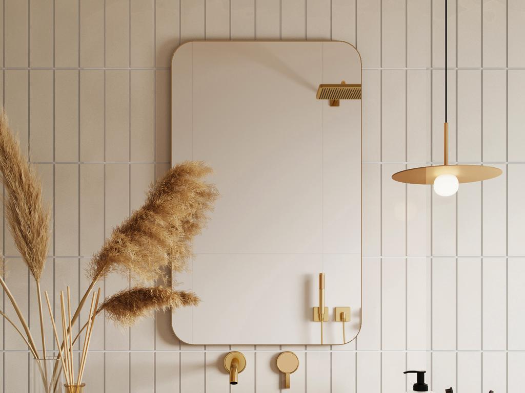 NXHOME Specchio Da Parete Rettangolare Decorativo Oro - 63,5 X 43,2 Cm - Vetro 4 Mm - Kit Di Fissaggio Incluso